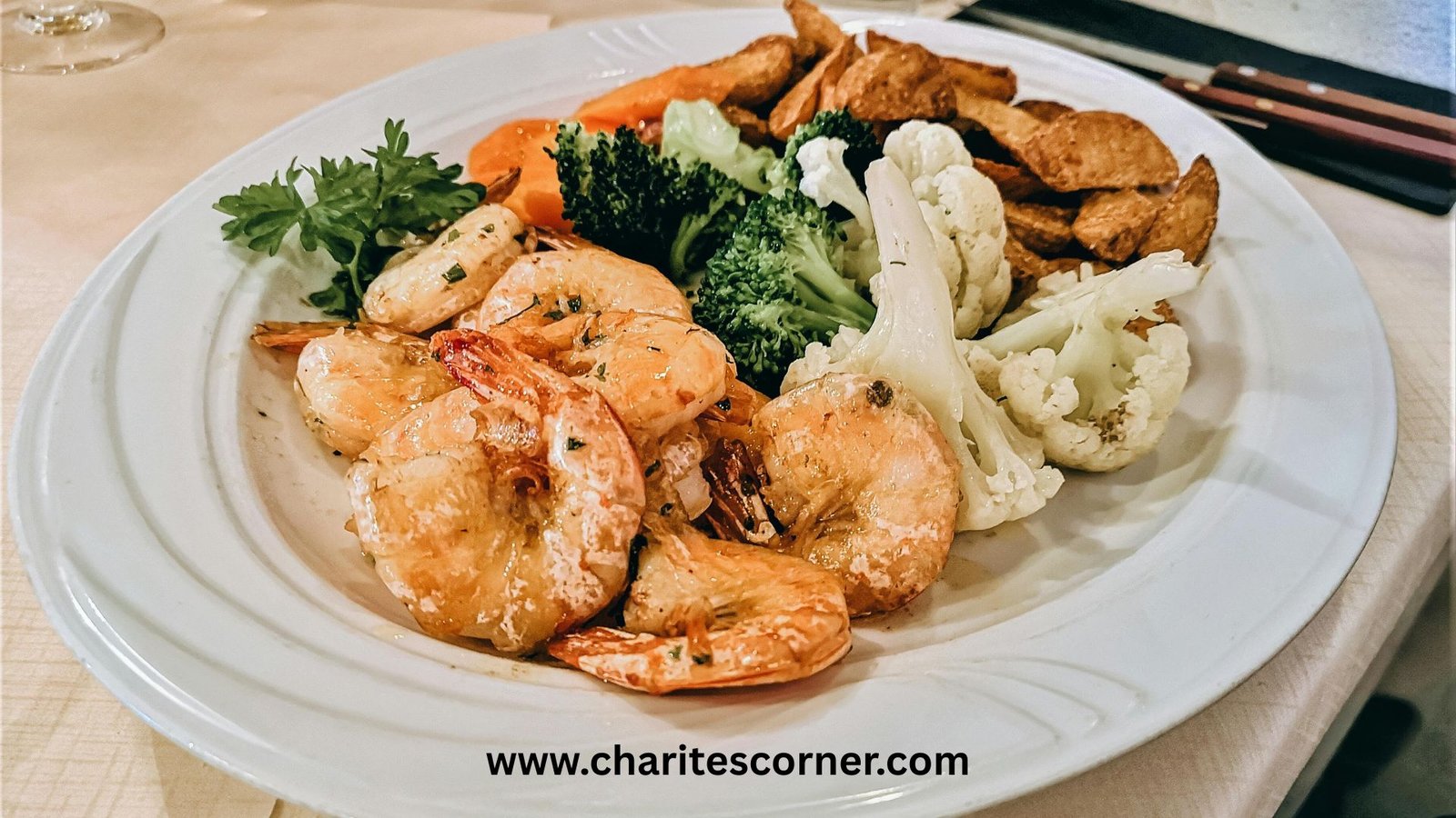 a plate of seafood, a meal